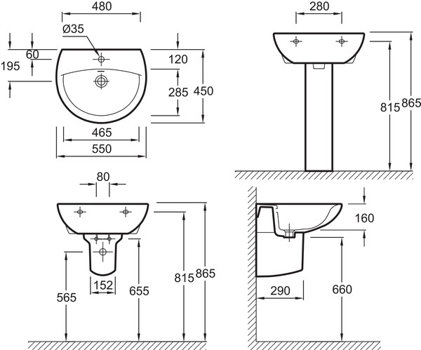 Раковина Jacob Delafon Patio E4158NG 55 см