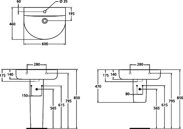 Раковина Ideal Standard Connect Arc E787501 60 см