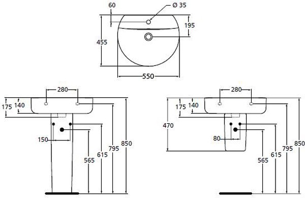 Раковина Ideal Standard Connect Sphere E786401 55 см