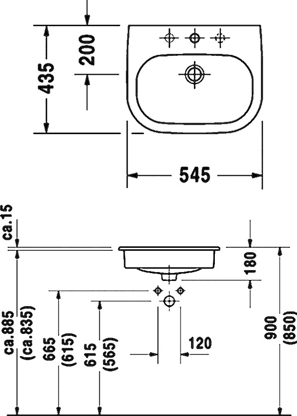 Раковина Duravit D-Code 0337540000 встраиваемая