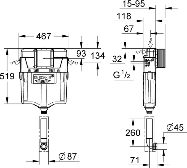 Смывной бачок скрытого монтажа Grohe GD2 38661000