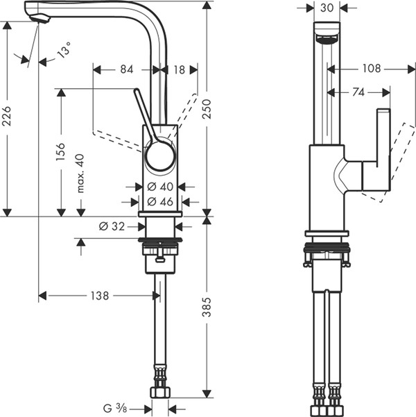 Смеситель Hansgrohe Metris S 31161000 для раковины