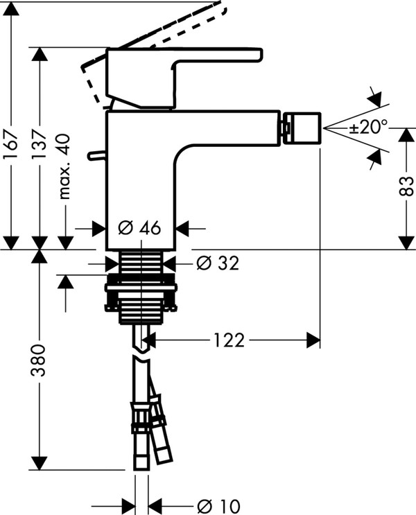 Смеситель Hansgrohe Metris S 31261000 для биде