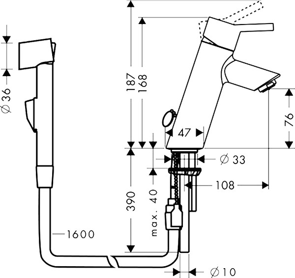 Смеситель Hansgrohe Talis S2 32140000 для раковины с гигиеническим душем