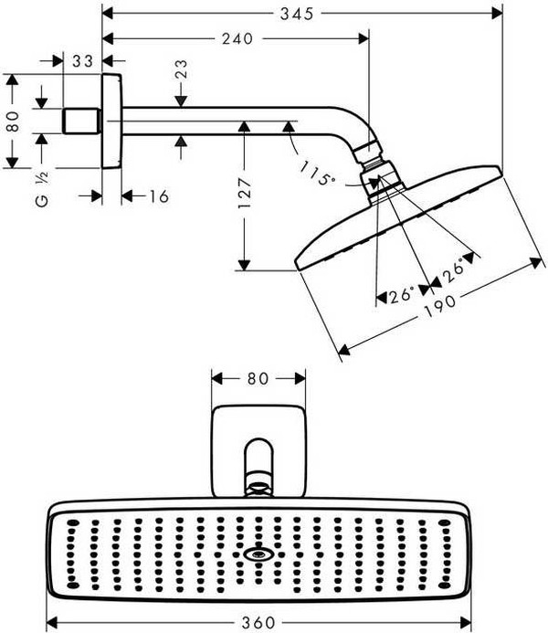 Верхний душ Hansgrohe Raindance E Air 27371000