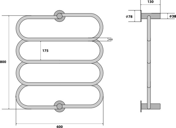 Полотенцесушитель электрический Energy G Aura 80x60