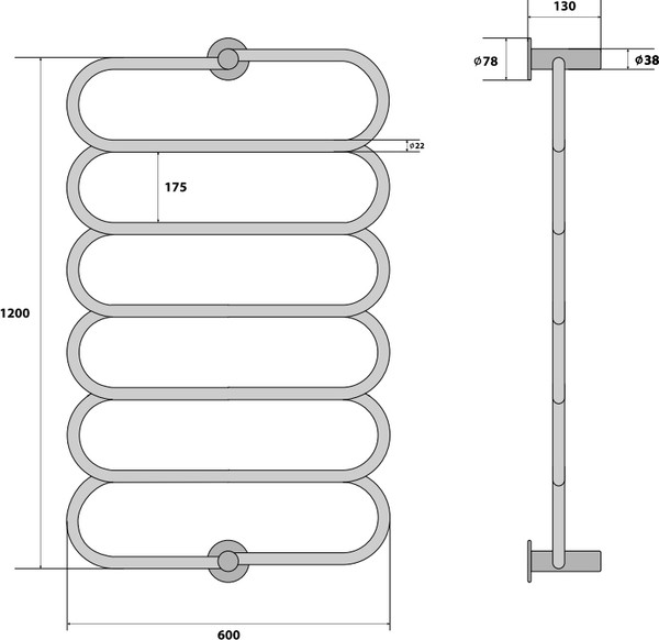 Полотенцесушитель электрический Energy G Aura 120x60