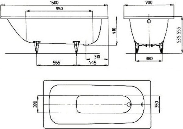 Стальная ванна Kaldewei Advantage Saniform Plus 361-1