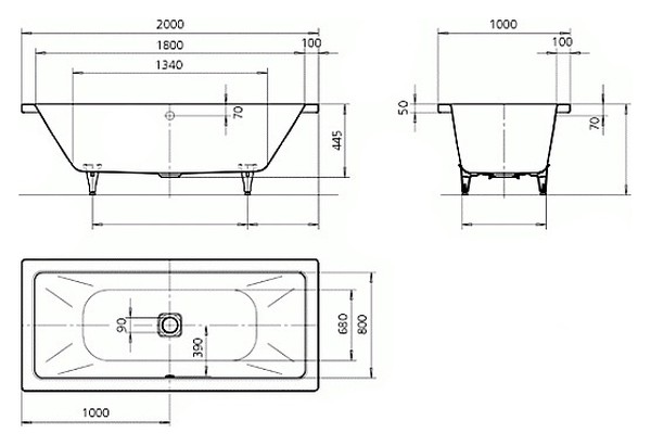 Стальная ванна Kaldewei Avantgarde Conoduo 735 с покрытием Easy-Clean