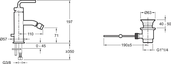 Смеситель Jacob Delafon Purist E14434-4A-CP для биде