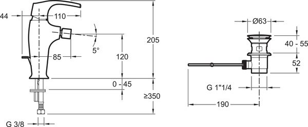 Смеситель Jacob Delafon Symbol E73680-CP для биде