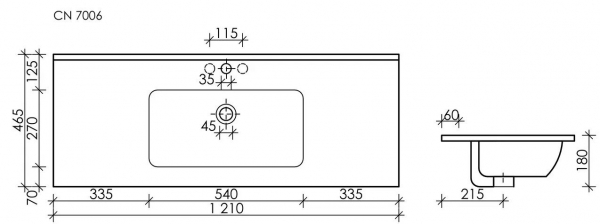 Тумба подвесная с раковиной SANCOS Cento 120, белый глянец, арт. CN120-1W