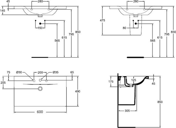 Раковина Ideal Standard Connect new E812901 60 см