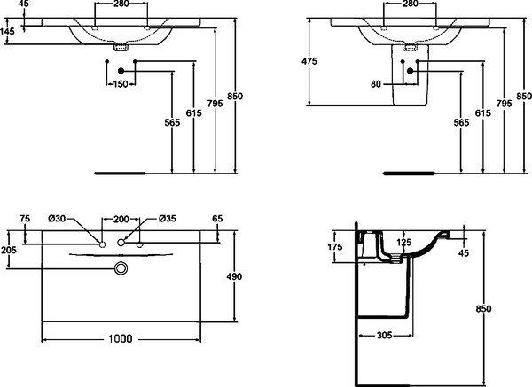 Раковина Ideal Standard Connect new E812601 100 см