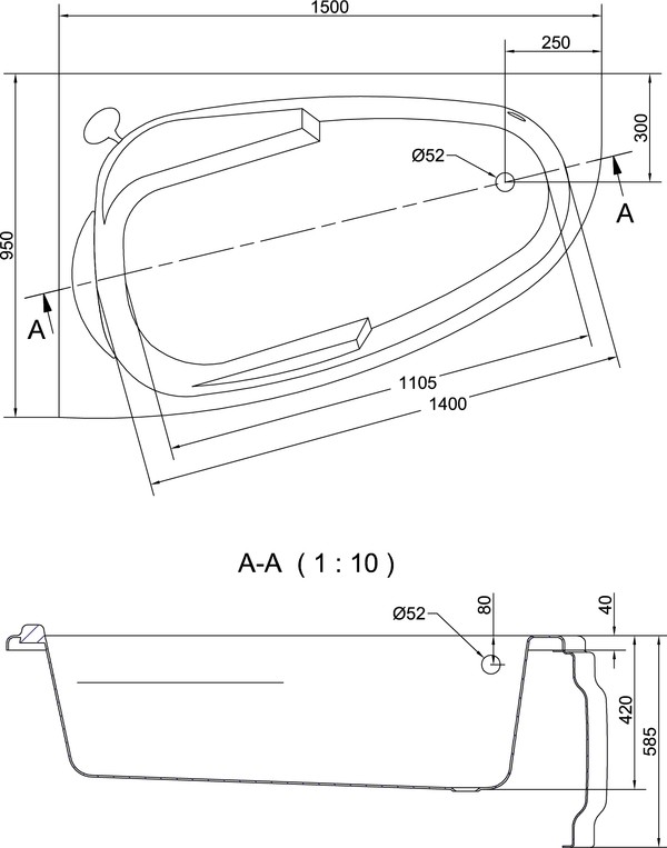 Акриловая ванна Cersanit Joanna 150 L