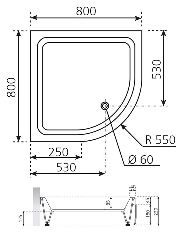 Поддон для душа Novellini Victory B 80x80 см