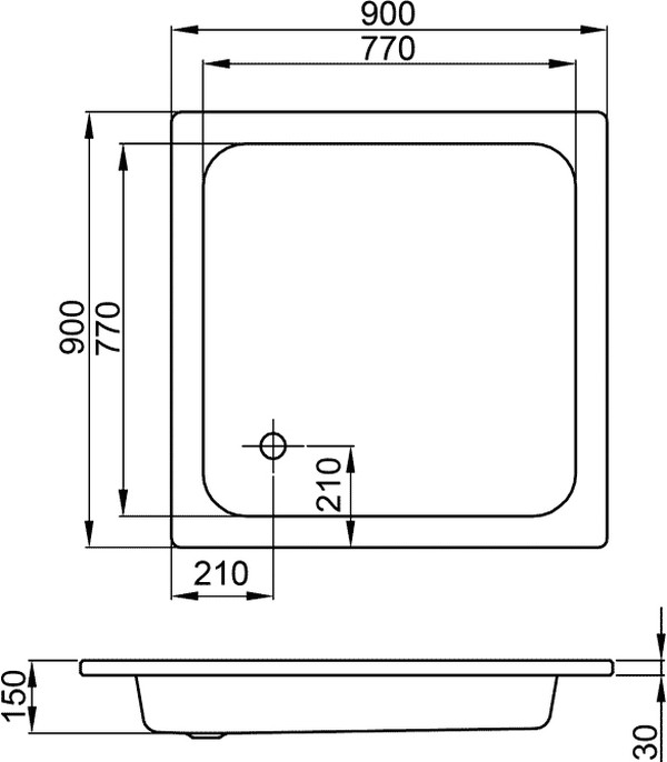 Поддон для душа Bette 5900 квадратный