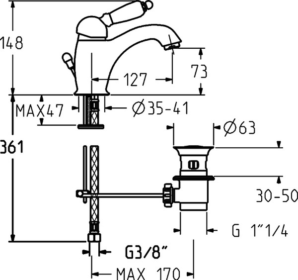 Смеситель Gattoni Orta 2746V0 для раковины