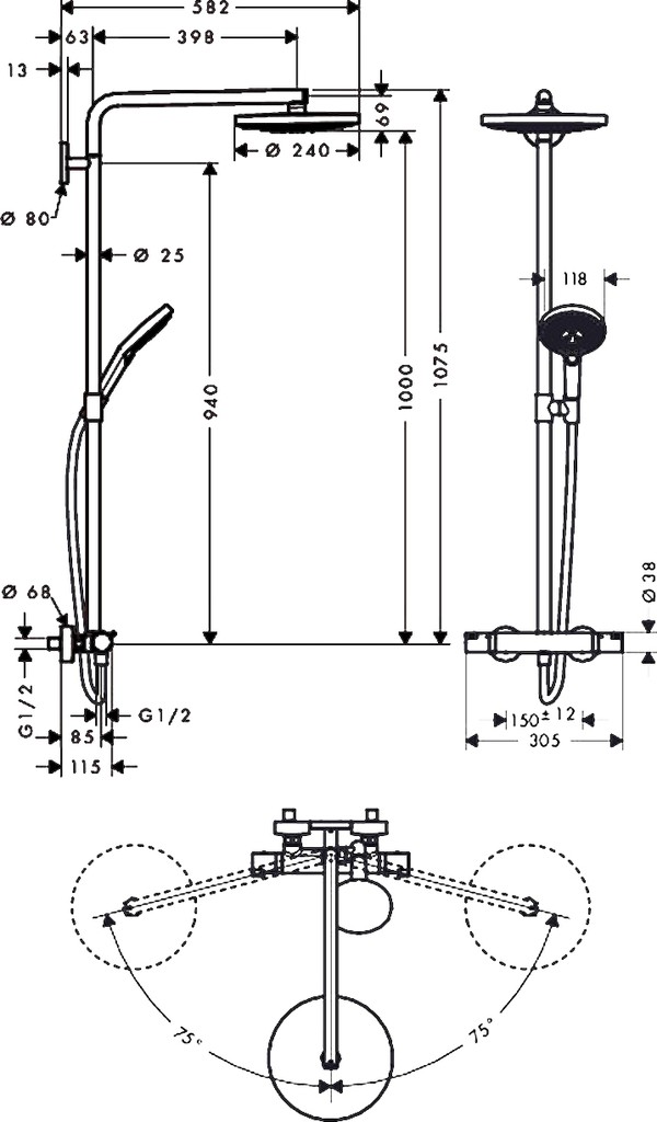 Душевая стойка Hansgrohe Raindance Select S 240 2jet 27129000 Showerpipe