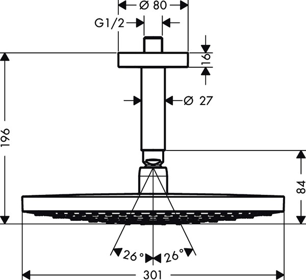 Верхний душ Hansgrohe Raindance Select S 300 2jet 27337000