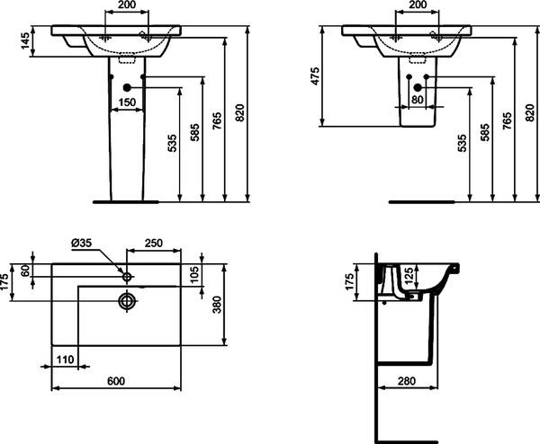 Раковина Ideal Standard Connect Space L