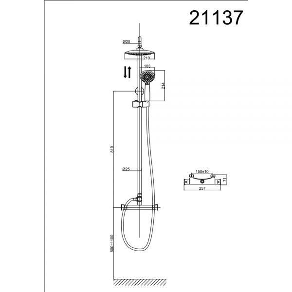 Душевая стойка D&K Potsdam DA2113701B09 с термостатом