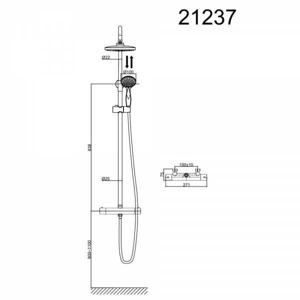 Душевая стойка D&K Potsdam DA2123701B10 с термостатом