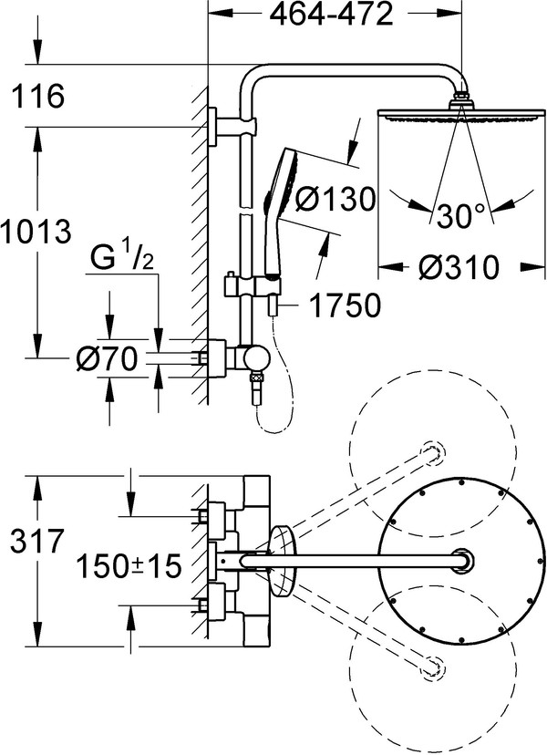 Душевая стойка Grohe Rainshower System 310 27968000