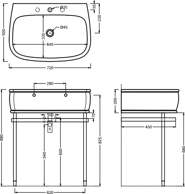 Раковина ArtCeram Azuley AZL003 72 см