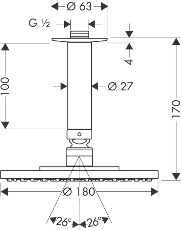 Верхний душ Hansgrohe Raindance S 180 Air 1jet 27478000