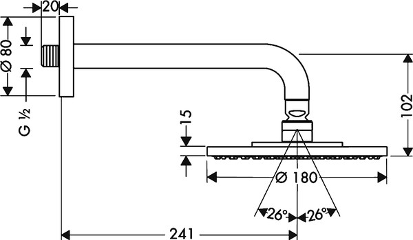 Верхний душ Hansgrohe Raindance S 180 1 jet 27471000