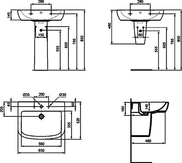 Раковина Ideal Standard Tempo T056301 65 см