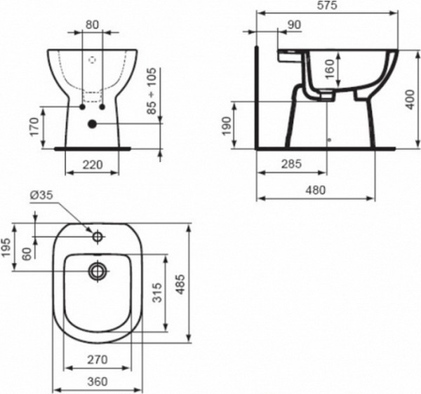 Биде напольное Ideal Standard Tempo T510201