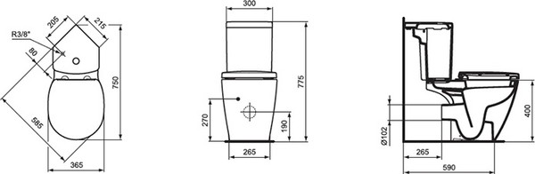 Унитаз-компакт Ideal Standard Connect Space E119501 угловой