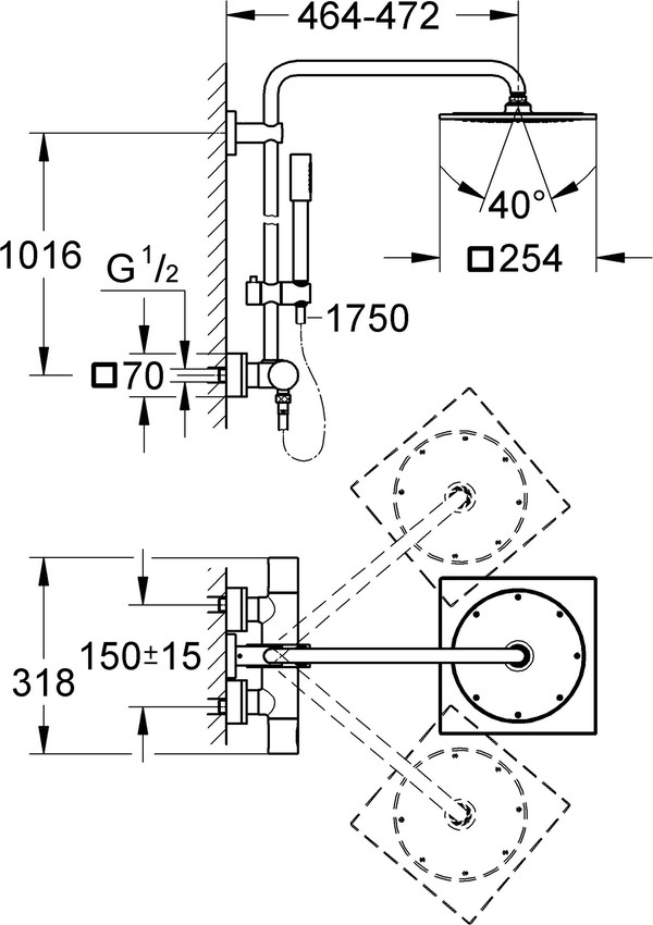 Душевая стойка Grohe Rainshower F-series System 10 27469000