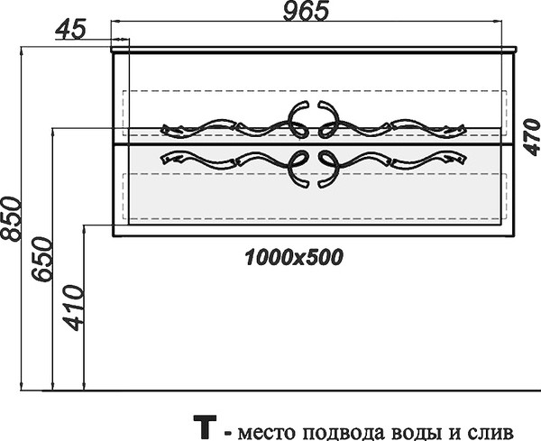 Тумба с раковиной Clarberg Due Amanti 100 черный, ручки хром