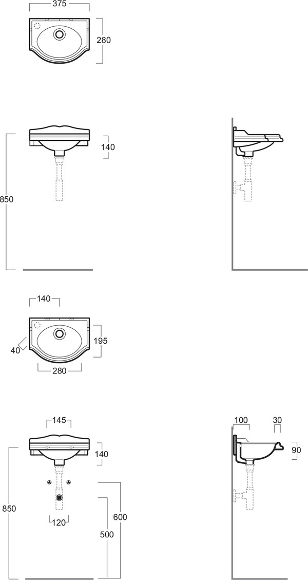 Рукомойник Simas Arcade AR035 SX отверстие слева