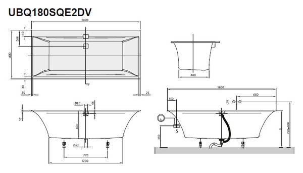 Акриловая ванна Villeroy & Boch Squaro Edge 12 UBQ180SQE2DV-01 alpin