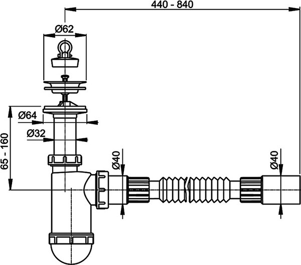 Сифон для раковины AlcaPlast A41 Flexi