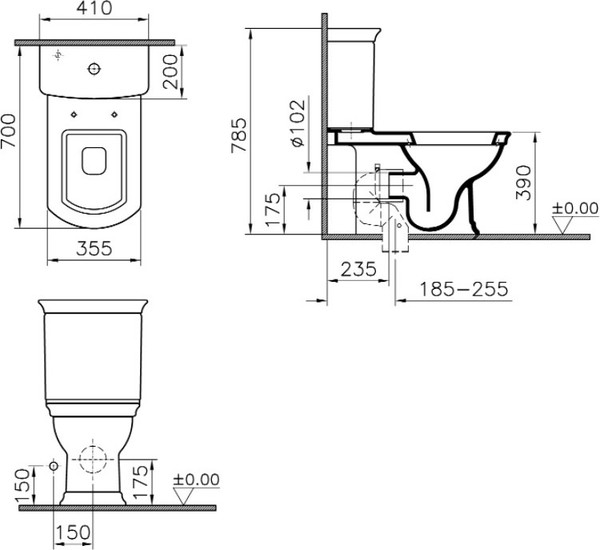 Унитаз-компакт VitrA Serenada 9722B003-7205 с микролифтом и функцией биде