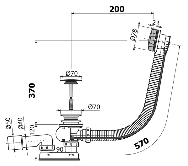 Слив-перелив AlcaPlast A55КM