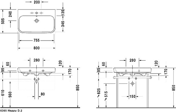 Раковина Duravit Happy D.2 2318800000 80 см