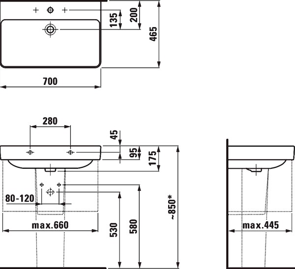 Раковина Laufen Pro S 8.1096.7.000.104.1 70 см