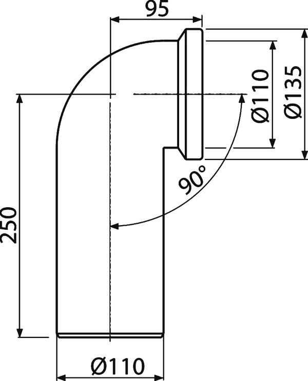 Отвод AlcaPlast A90-90