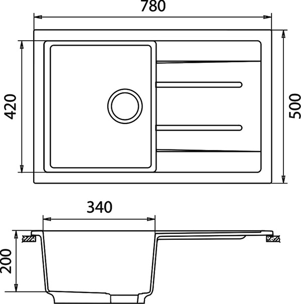 Мойка кухонная GranFest Quadro GF-Q780L белый