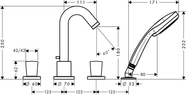 Смеситель Hansgrohe Logis 71314000 на борт ванны