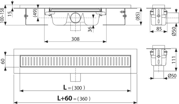 Душевой лоток AlcaPlast APZ1 300 с опорами