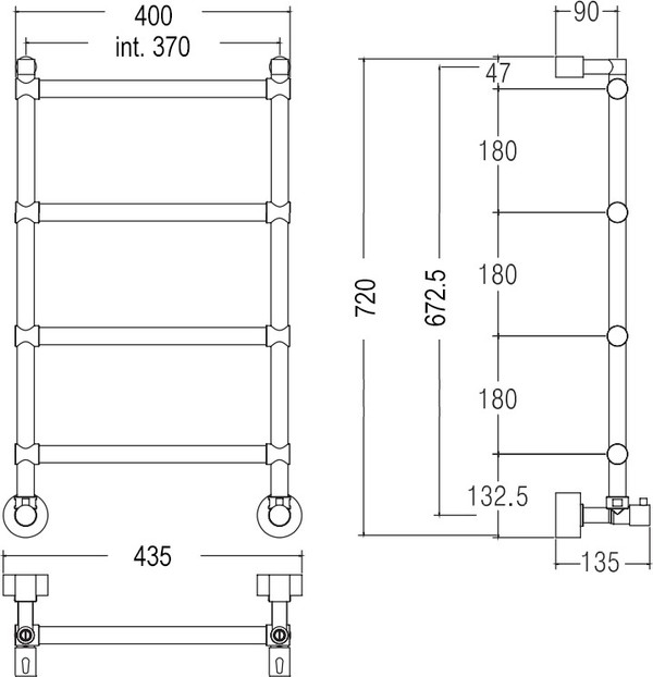 Полотенцесушитель водяной Margaroli Sole 370-442-4 хром