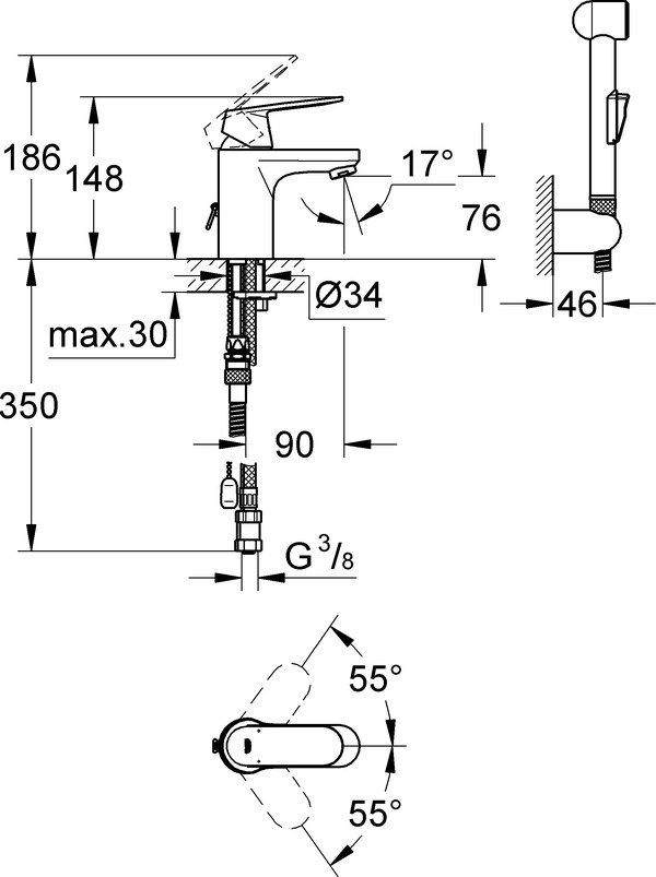 Смеситель Grohe Eurosmart Cosmopolitan 23125000 для раковины