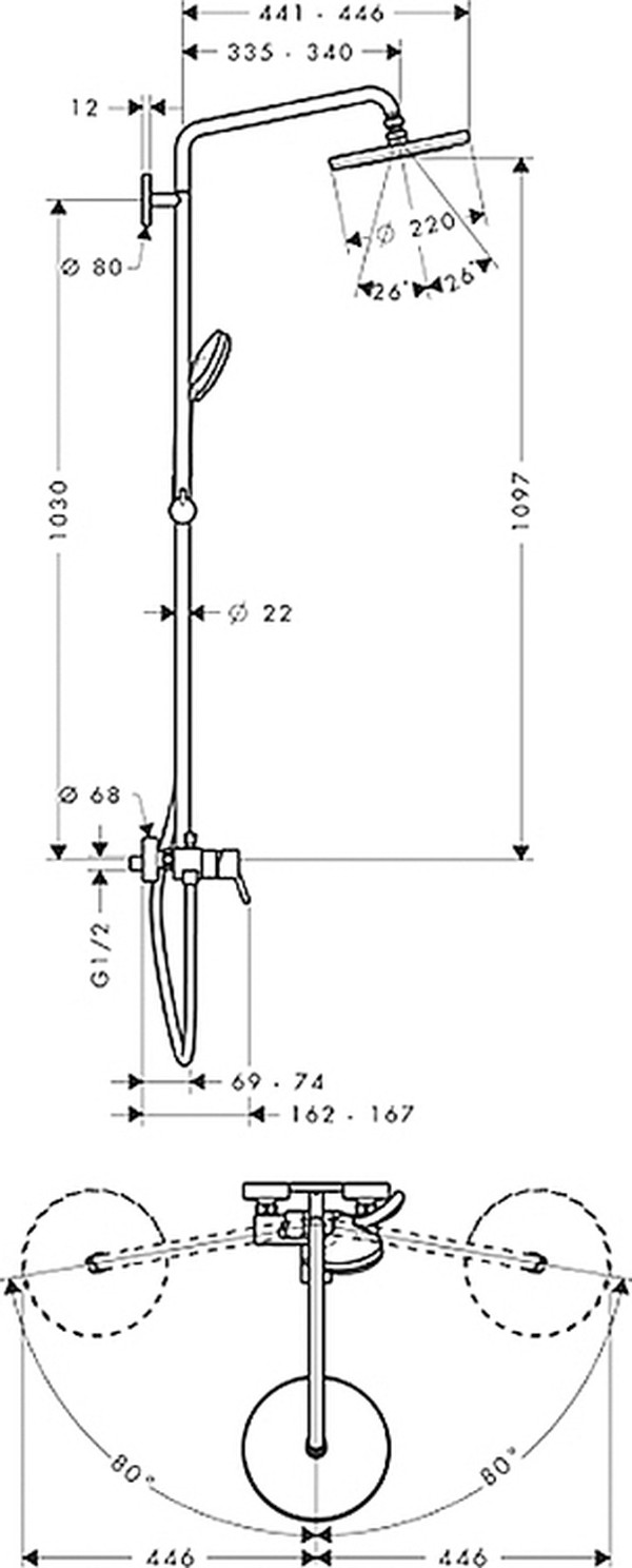 Душевая стойка Hansgrohe Croma 27222000